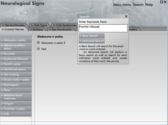 Neurological signs, with administration tools